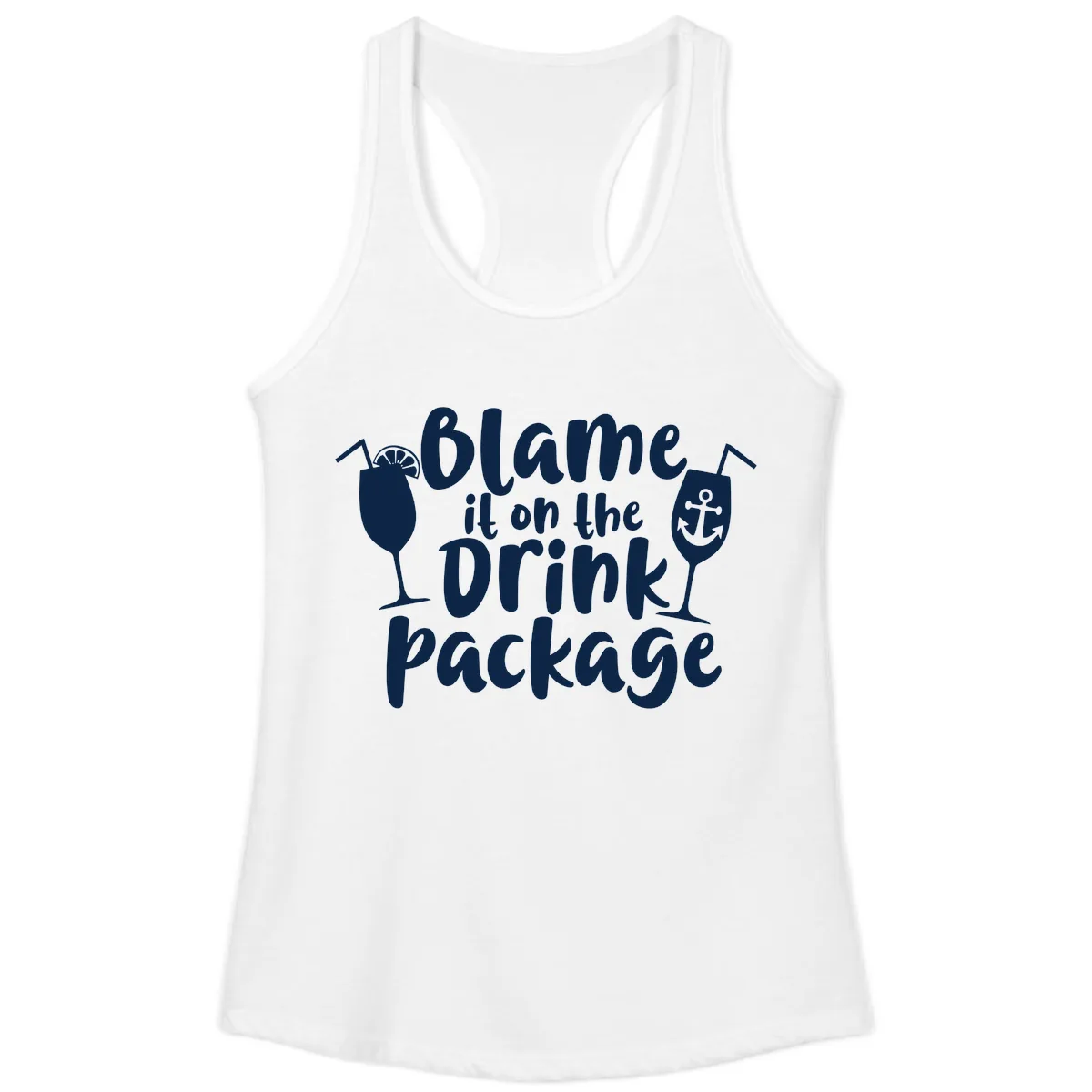 Blame It On The Drink Package Ladies Tank in White