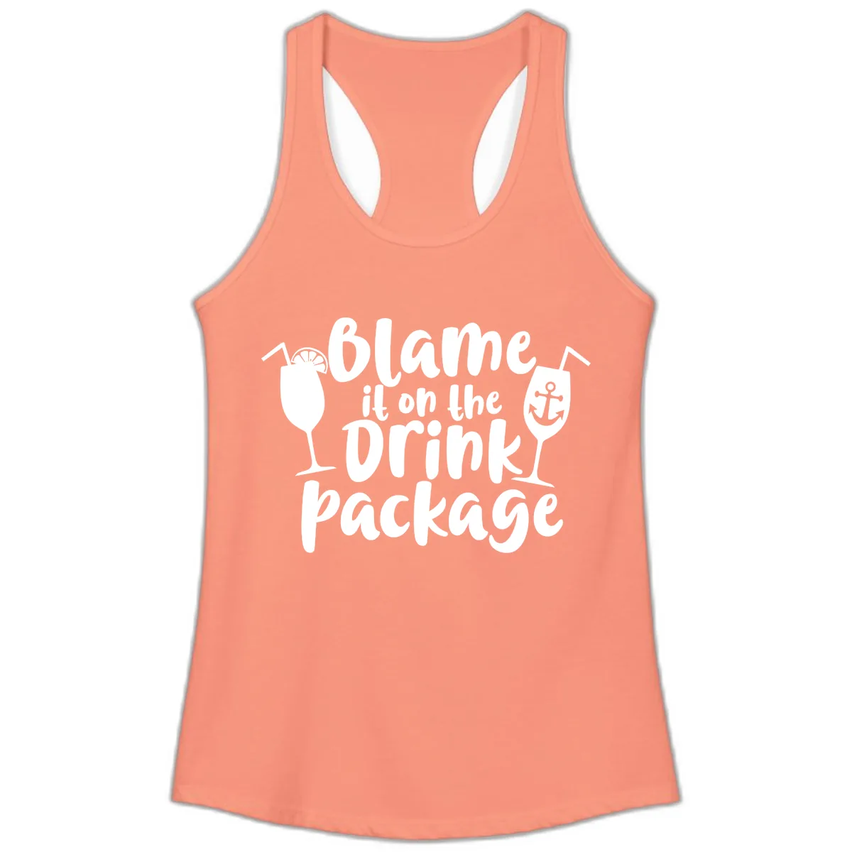 Blame It On The Drink Package Ladies Tank in Solid Light Orange