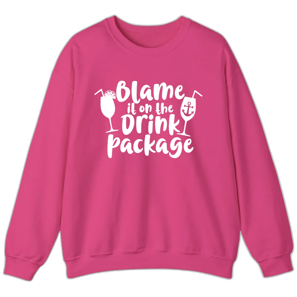 Blame It On The Drink Package Sweatshirt in Heliconia