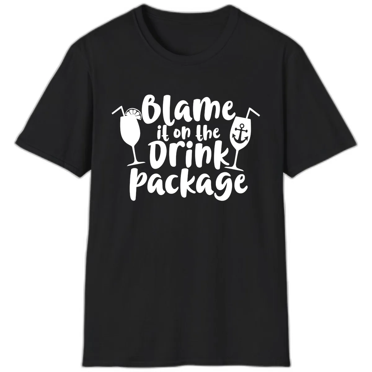Blame It On The Drink Package T-Shirt in Black