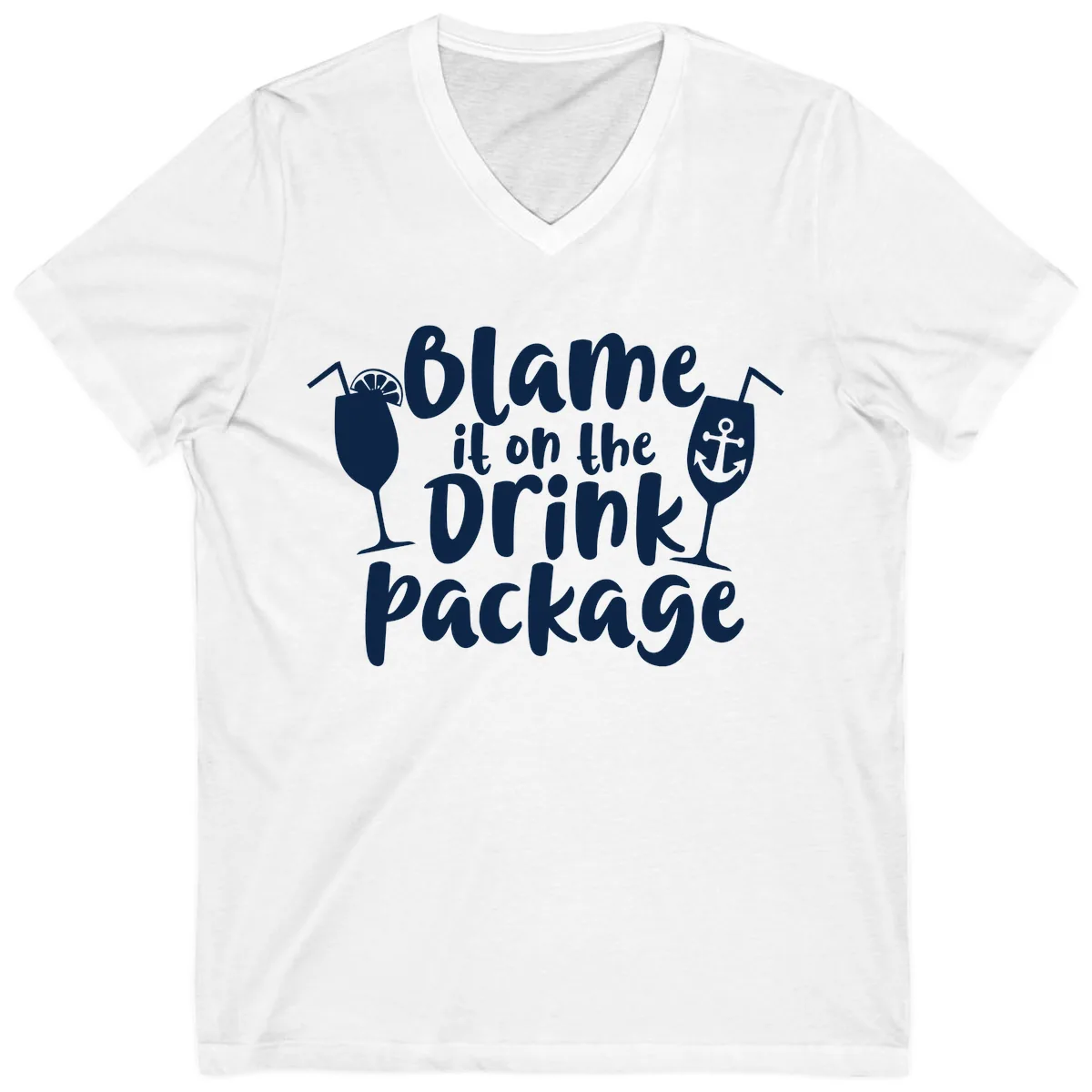 Blame It On The Drink Package V-Neck in White