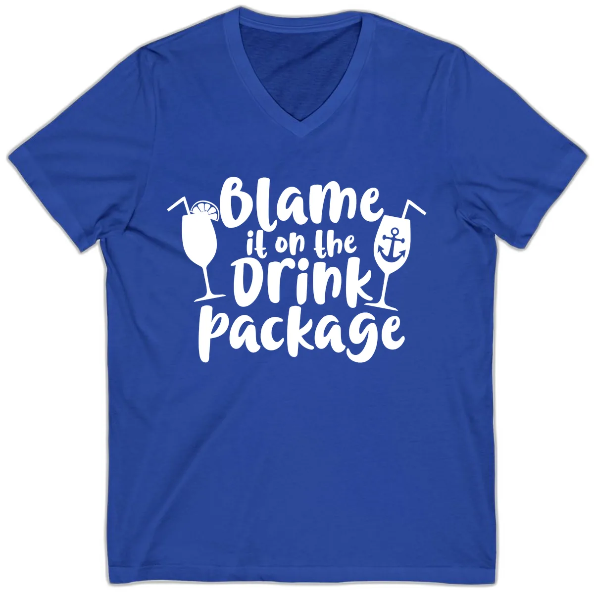 Blame It On The Drink Package V-Neck in True Royal