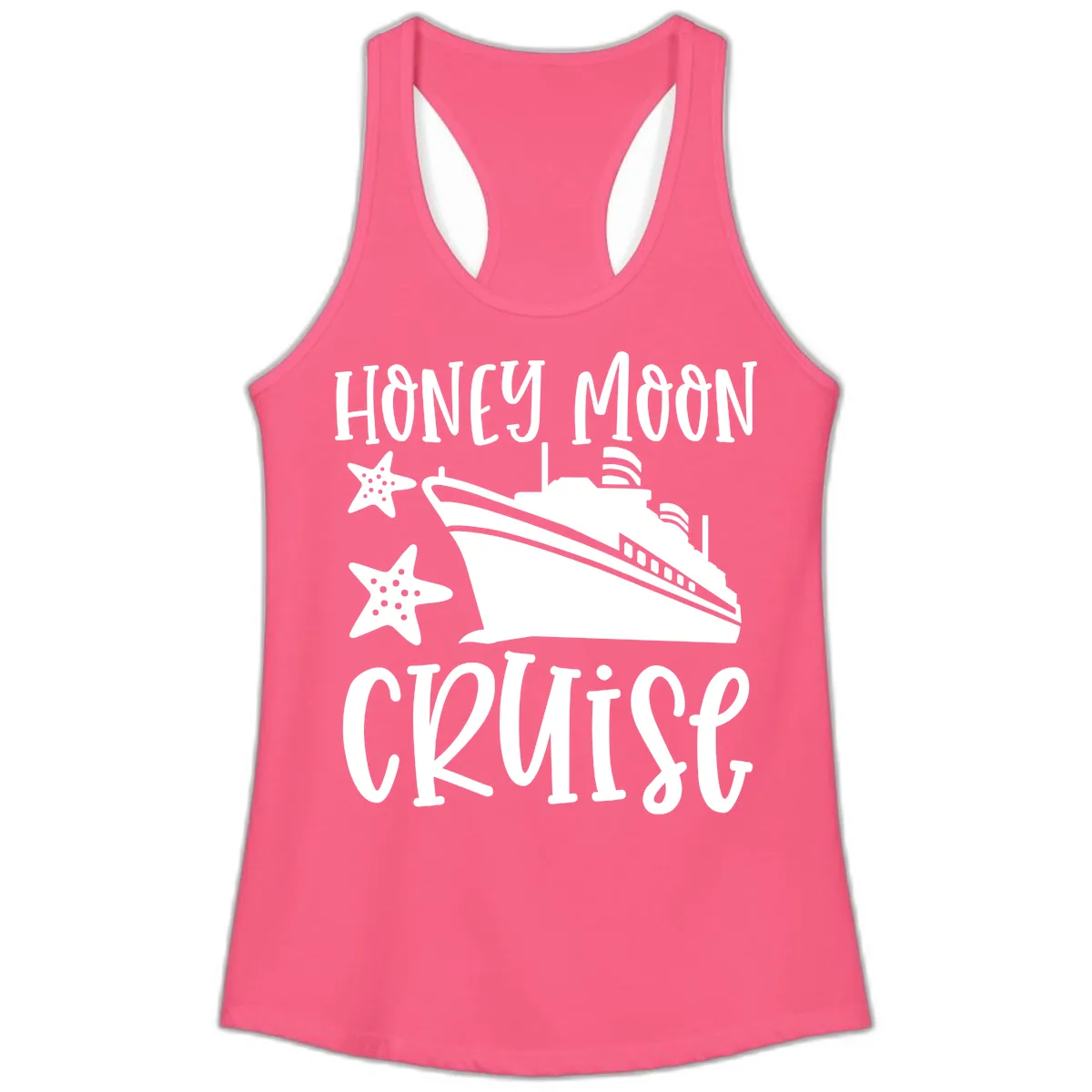Honey Moon Cruise Ladies Tank in Solid Hot Pink