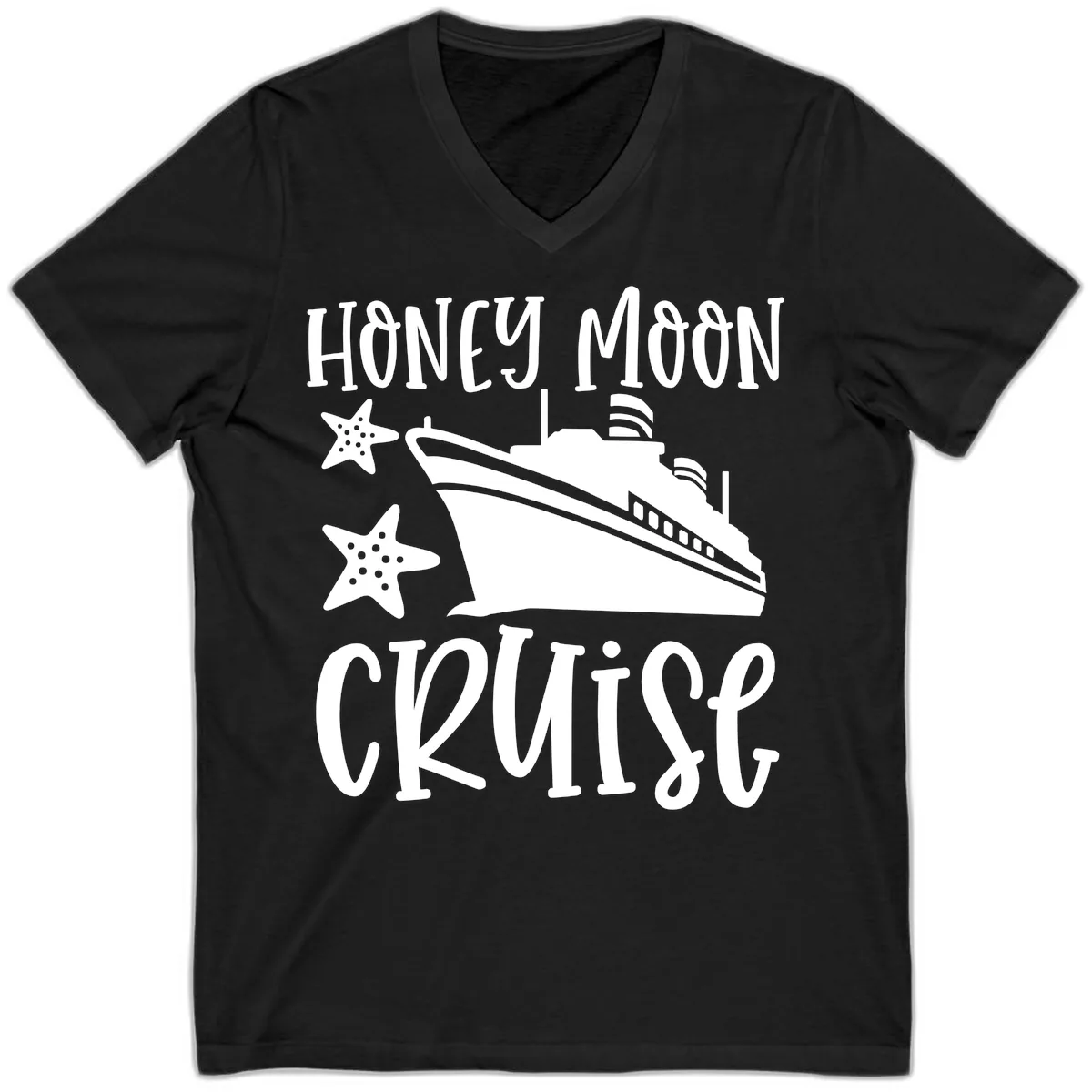 Honey Moon Cruise V-Neck in Black