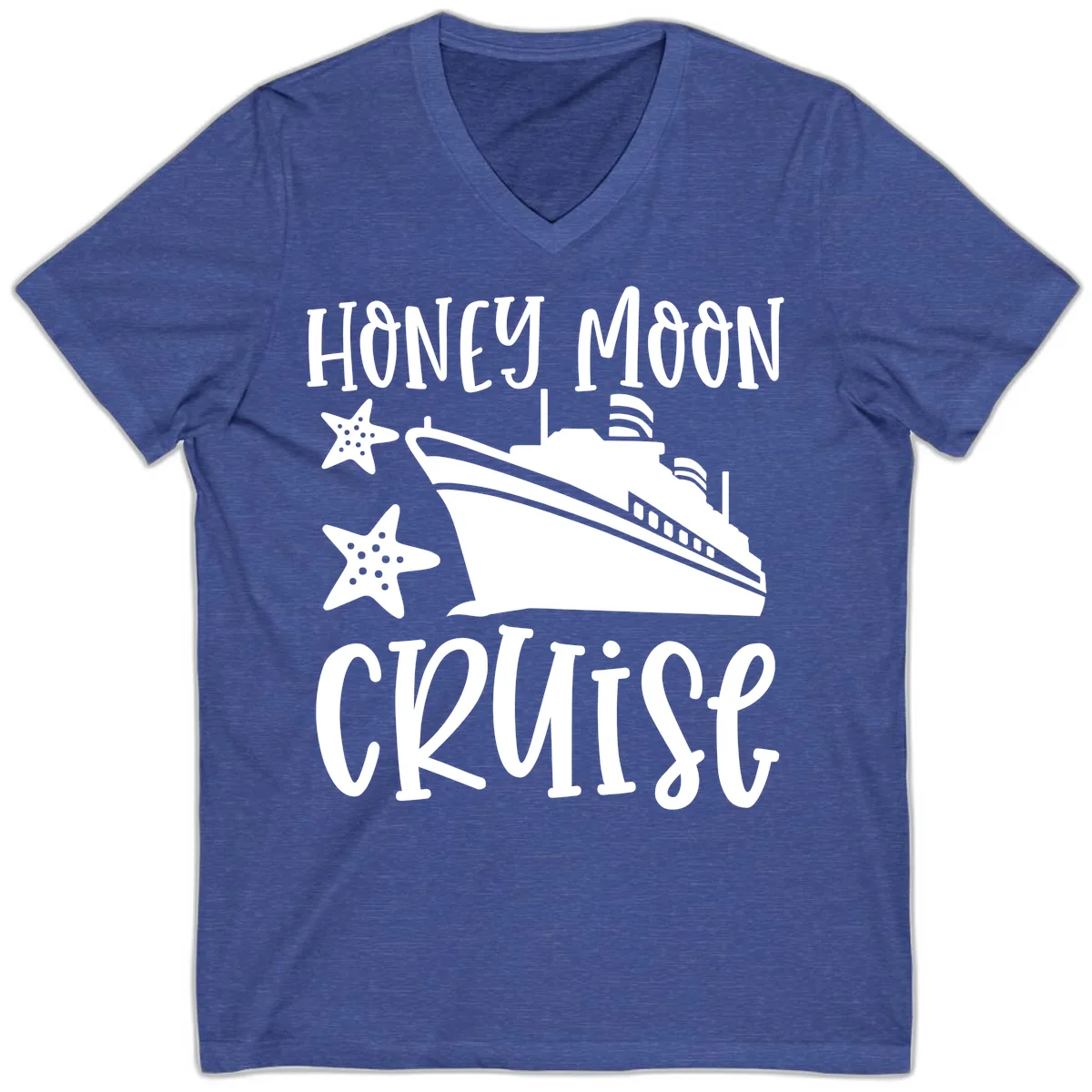 Honey Moon Cruise V-Neck in Heather True Royal