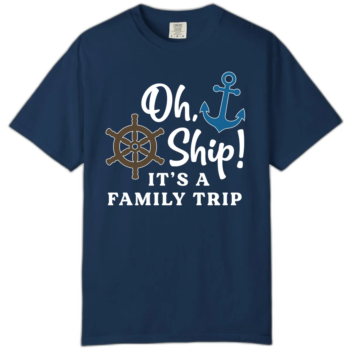 Oh Ship It's A Family Trip Comfort Color in Navy