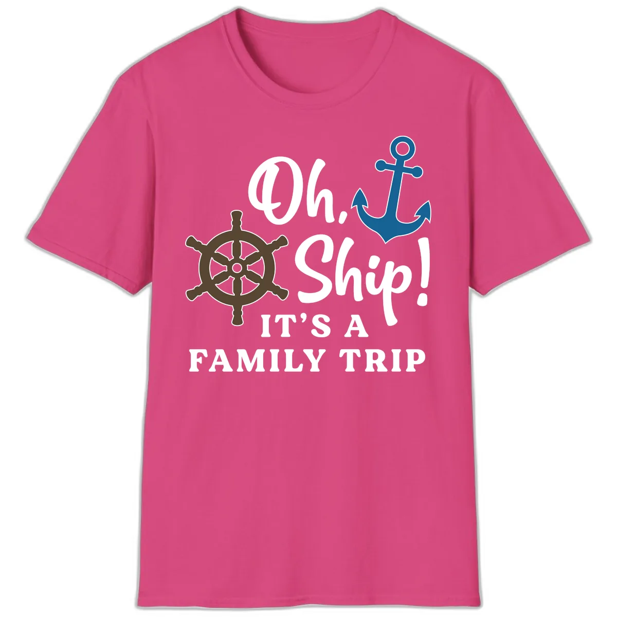 Oh Ship It's A Family Trip T-Shirt in Heliconia