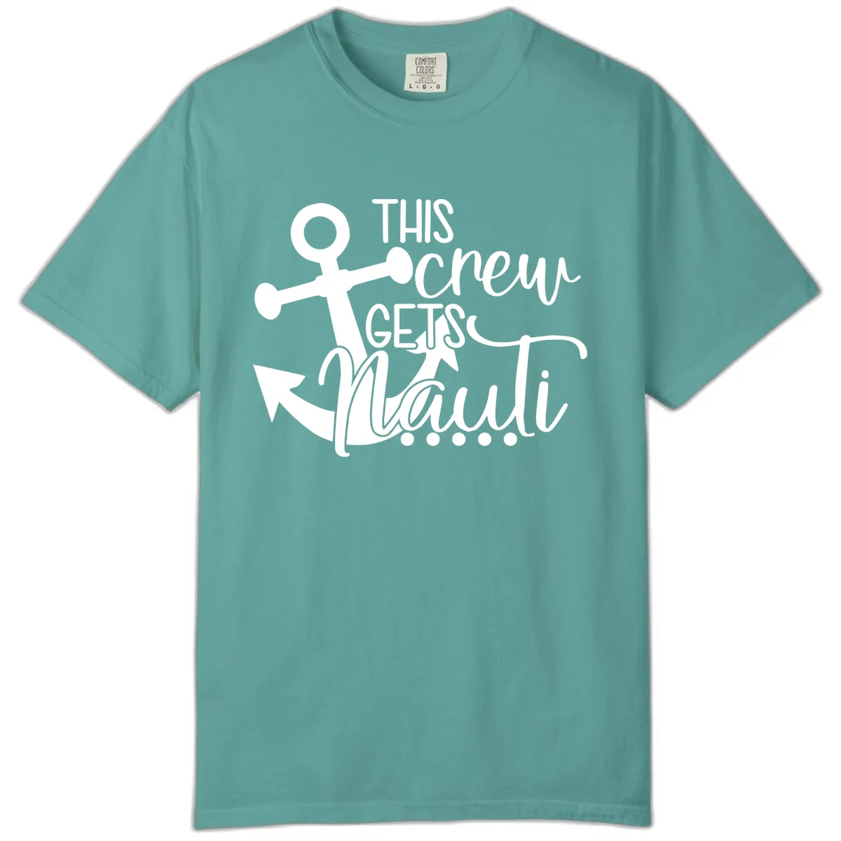 This Crew Gets Lit Anchor Design Comfort Color in Seafoam