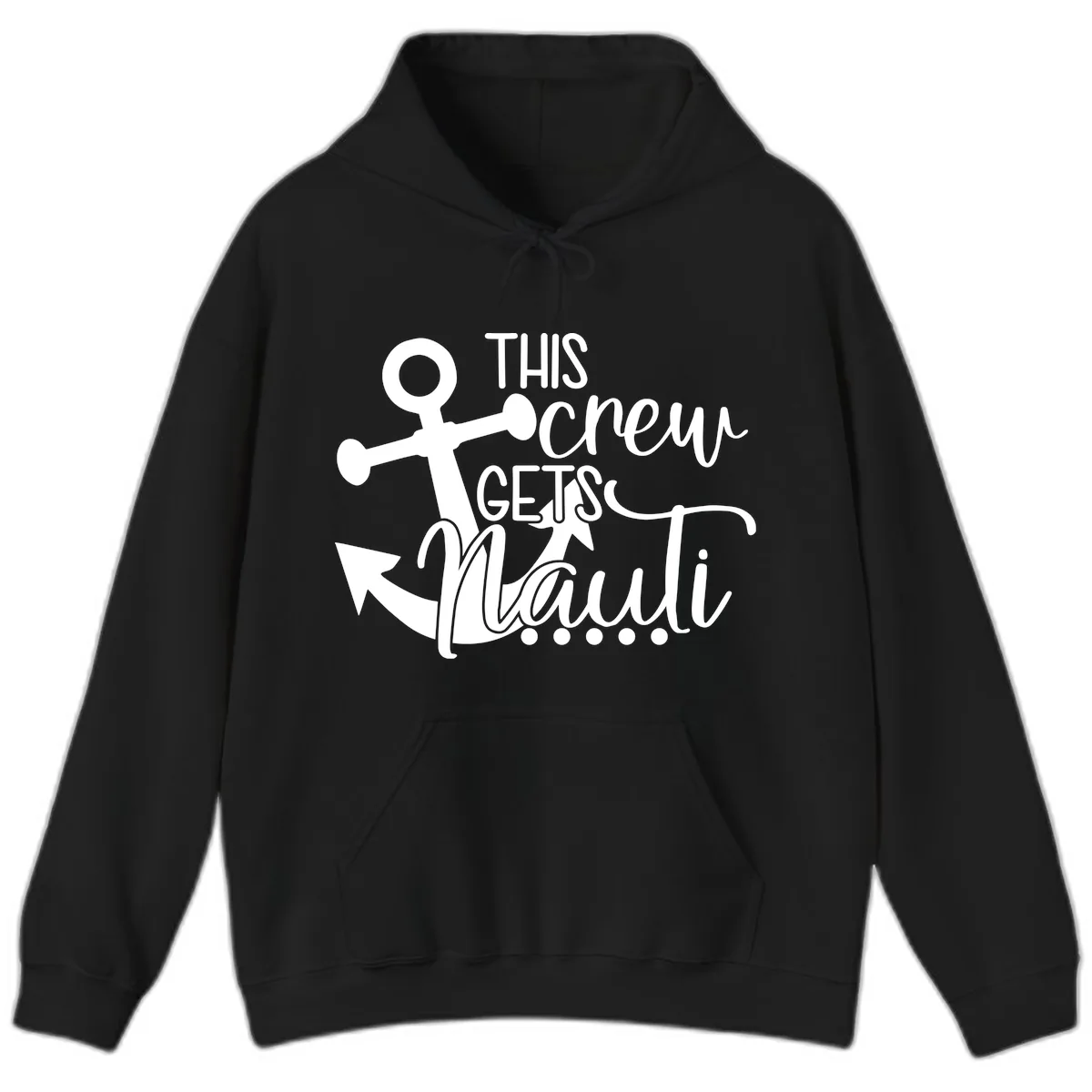 This Crew Gets Lit Anchor Design Hoodie in Black