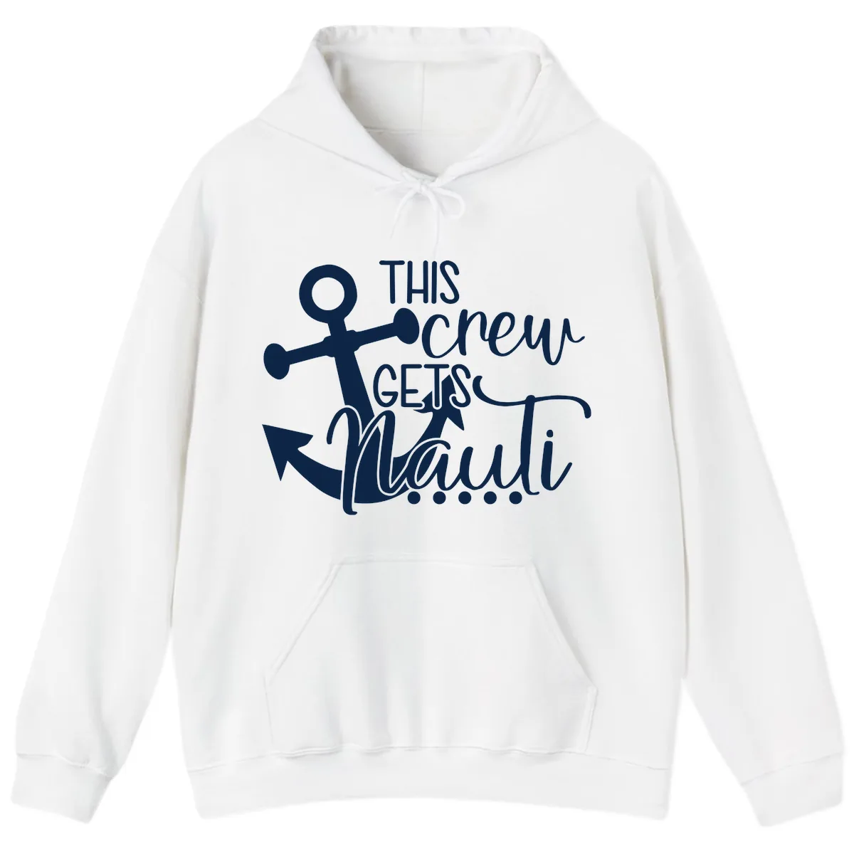 This Crew Gets Lit Anchor Design Hoodie in White