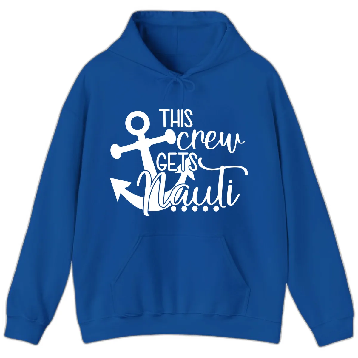 This Crew Gets Lit Anchor Design Hoodie in Royal
