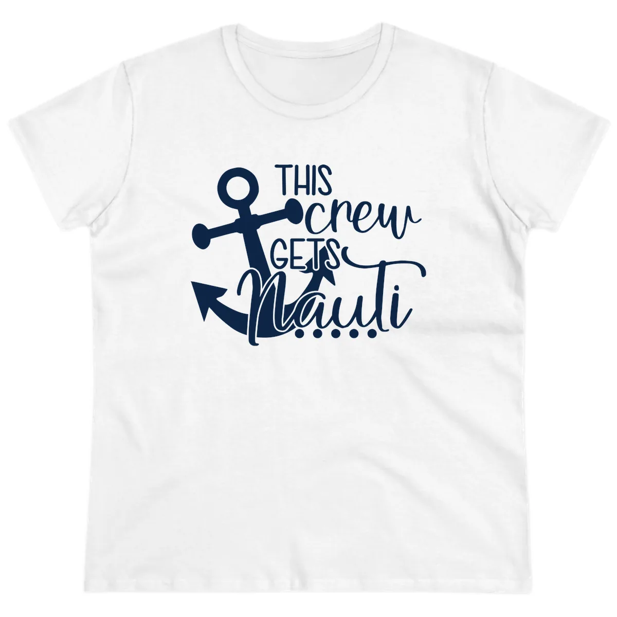 This Crew Gets Lit Anchor Design Ladies Tee in White
