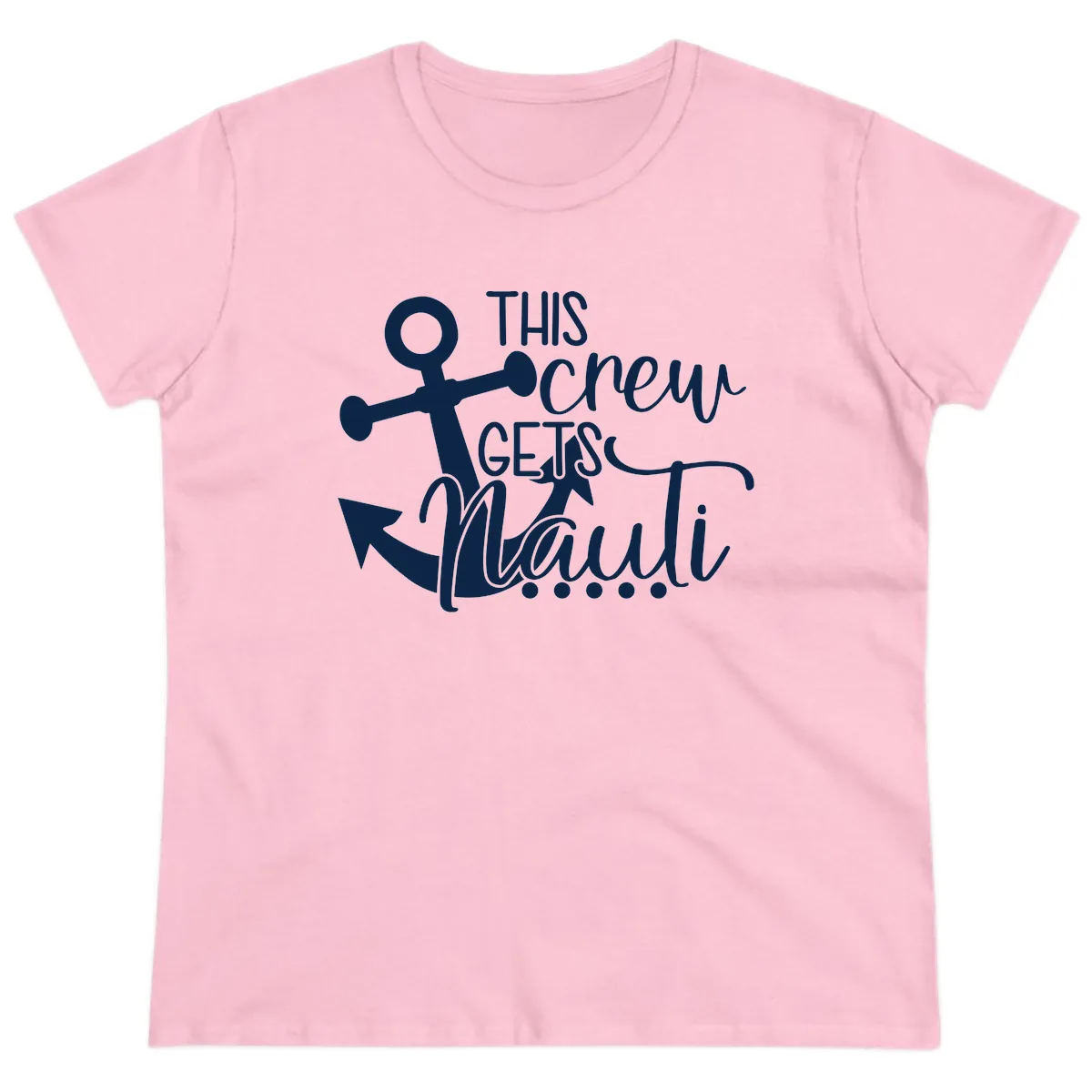 This Crew Gets Lit Anchor Design Ladies Tee in Light Pink