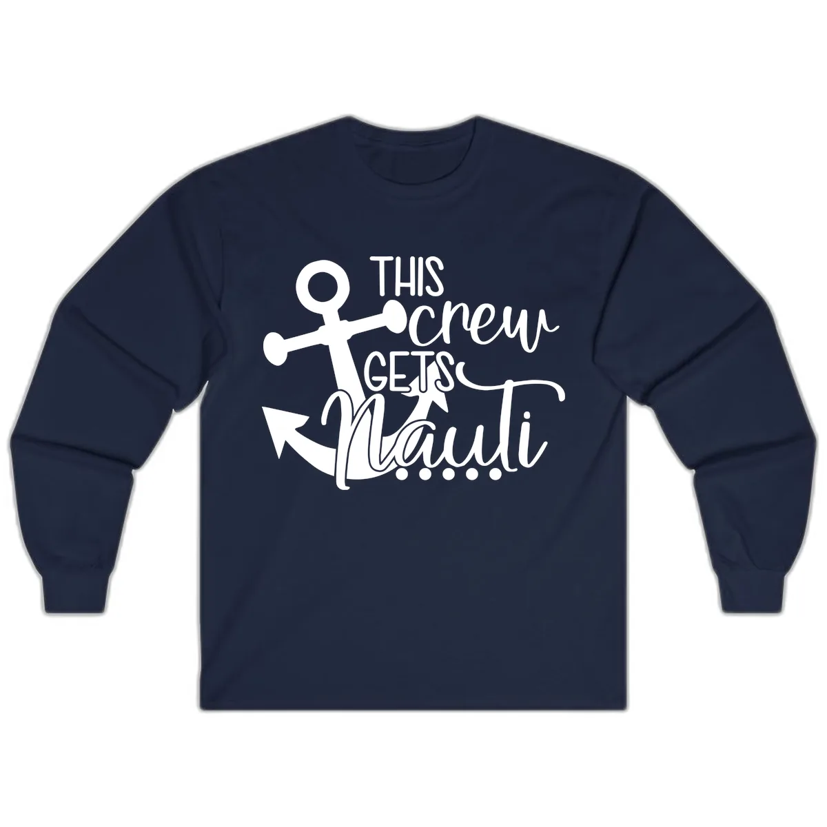 This Crew Gets Lit Anchor Design Long Sleeve in Navy