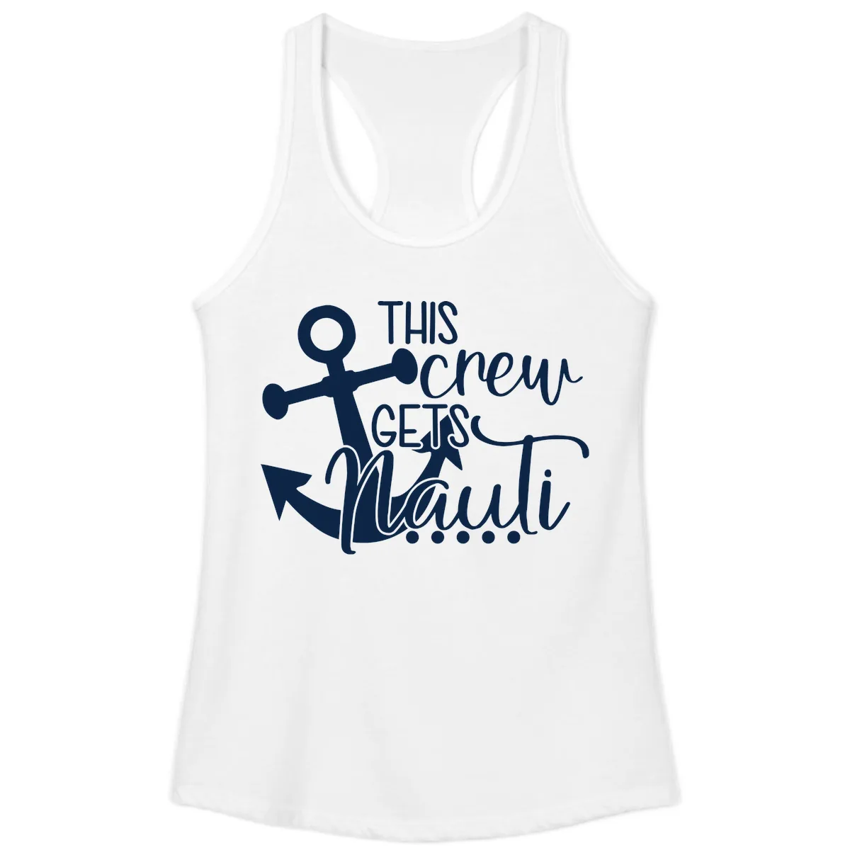 This Crew Gets Lit Anchor Design Ladies Tank in White
