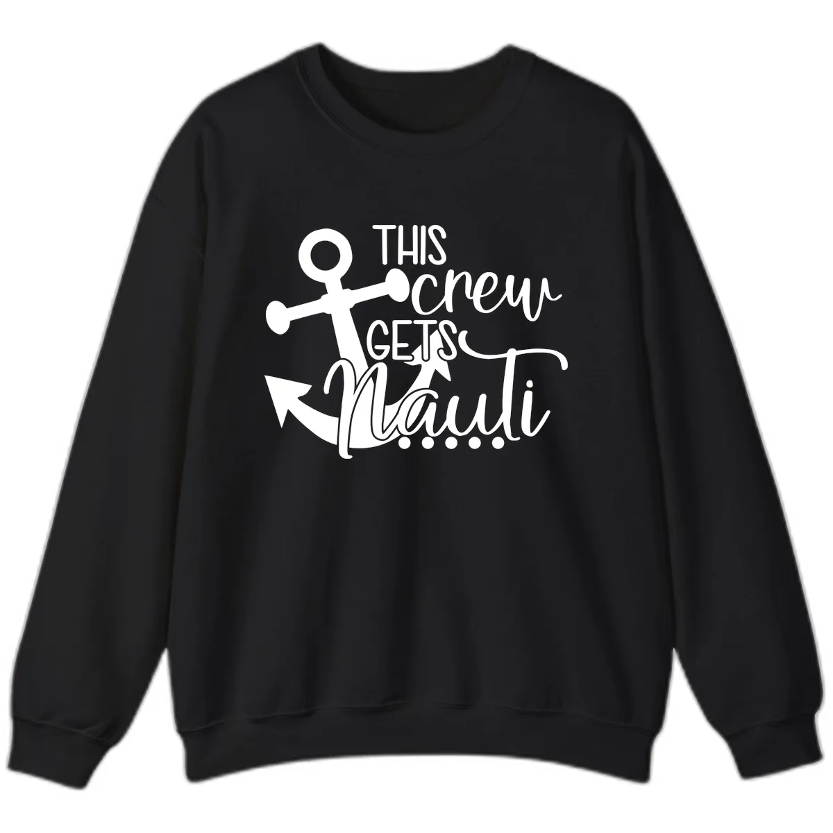 This Crew Gets Lit Anchor Design Sweatshirt in Black