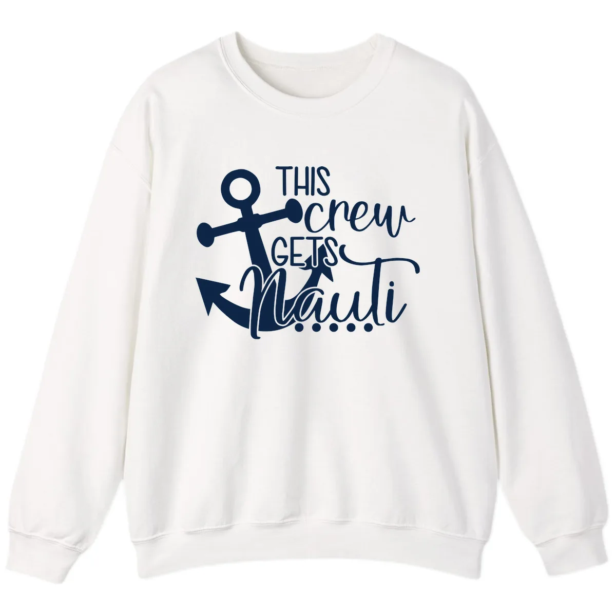 This Crew Gets Lit Anchor Design Sweatshirt in White