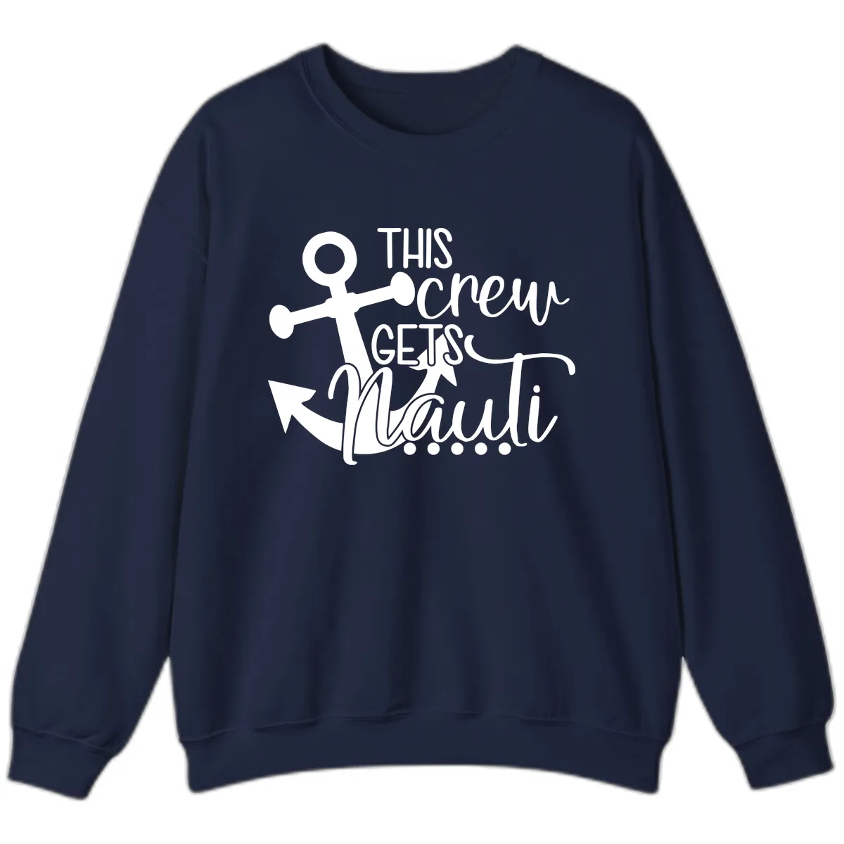 This Crew Gets Lit Anchor Design Sweatshirt in Navy