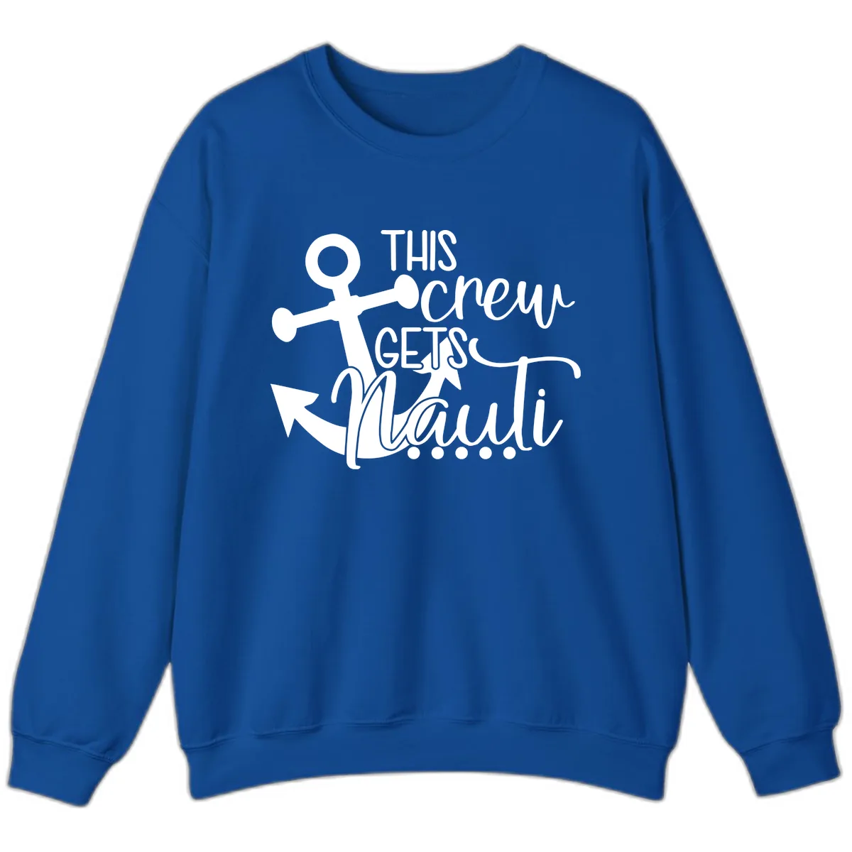 This Crew Gets Lit Anchor Design Sweatshirt in Royal