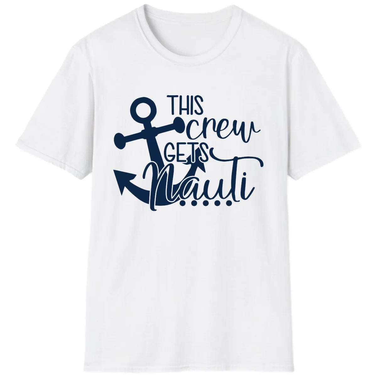 This Crew Gets Lit Anchor Design T-Shirt in White