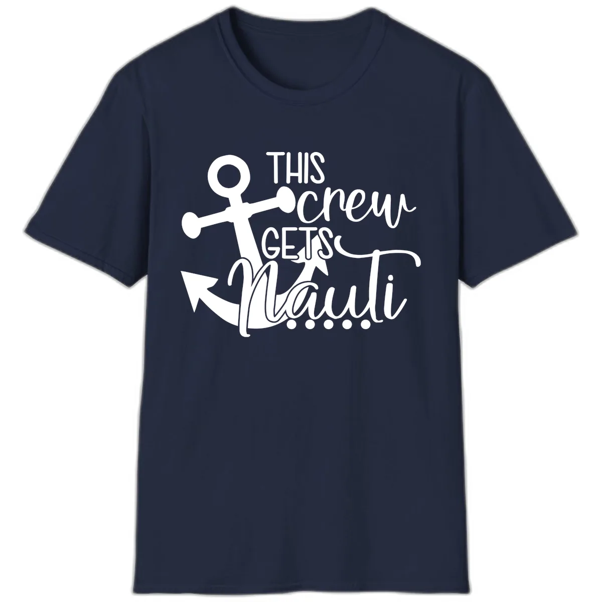 This Crew Gets Lit Anchor Design T-Shirt in Navy