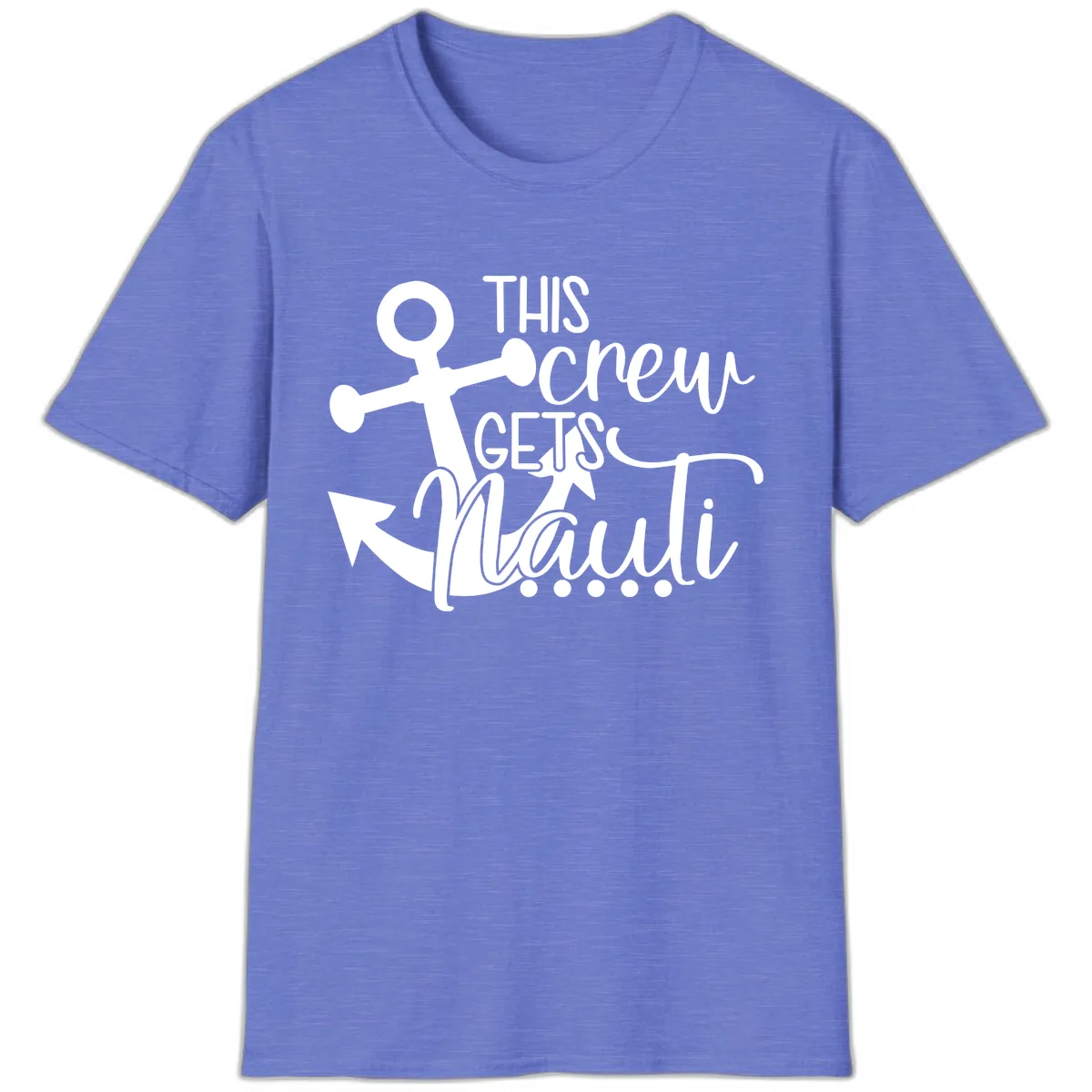 This Crew Gets Lit Anchor Design T-Shirt in Heather Royal