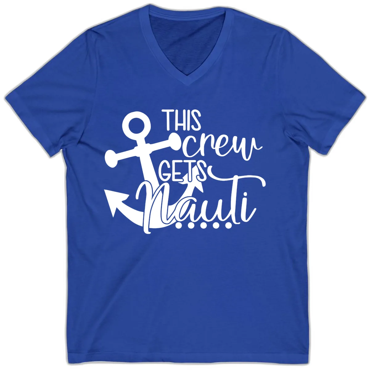 This Crew Gets Lit Anchor Design V-Neck in True Royal