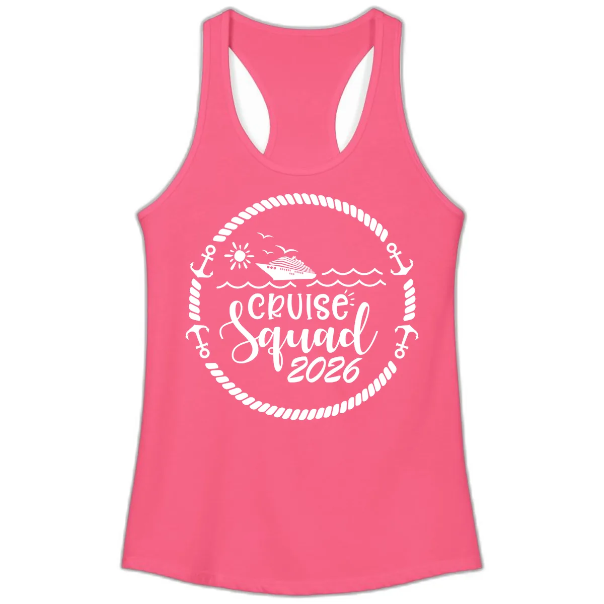Cruise Squad 2026 Ladies Tank in Solid Hot Pink