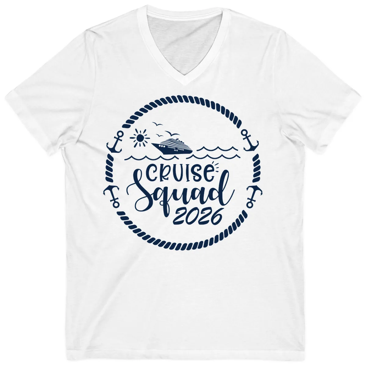Cruise Squad 2026 V-Neck in White