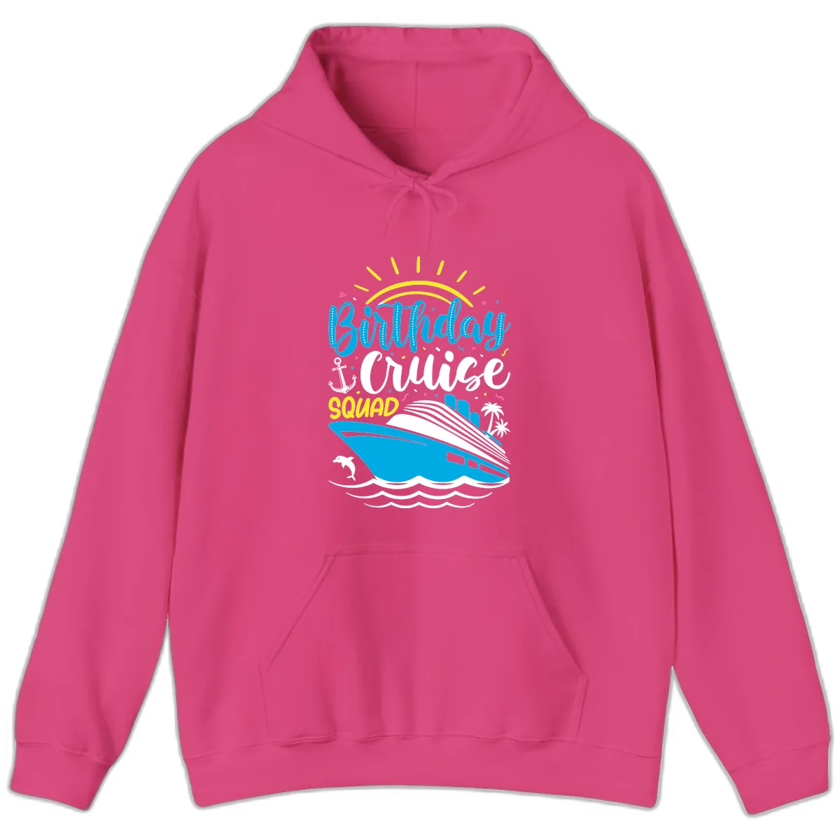 Birthday Cruise Squad Hoodie in Heliconia