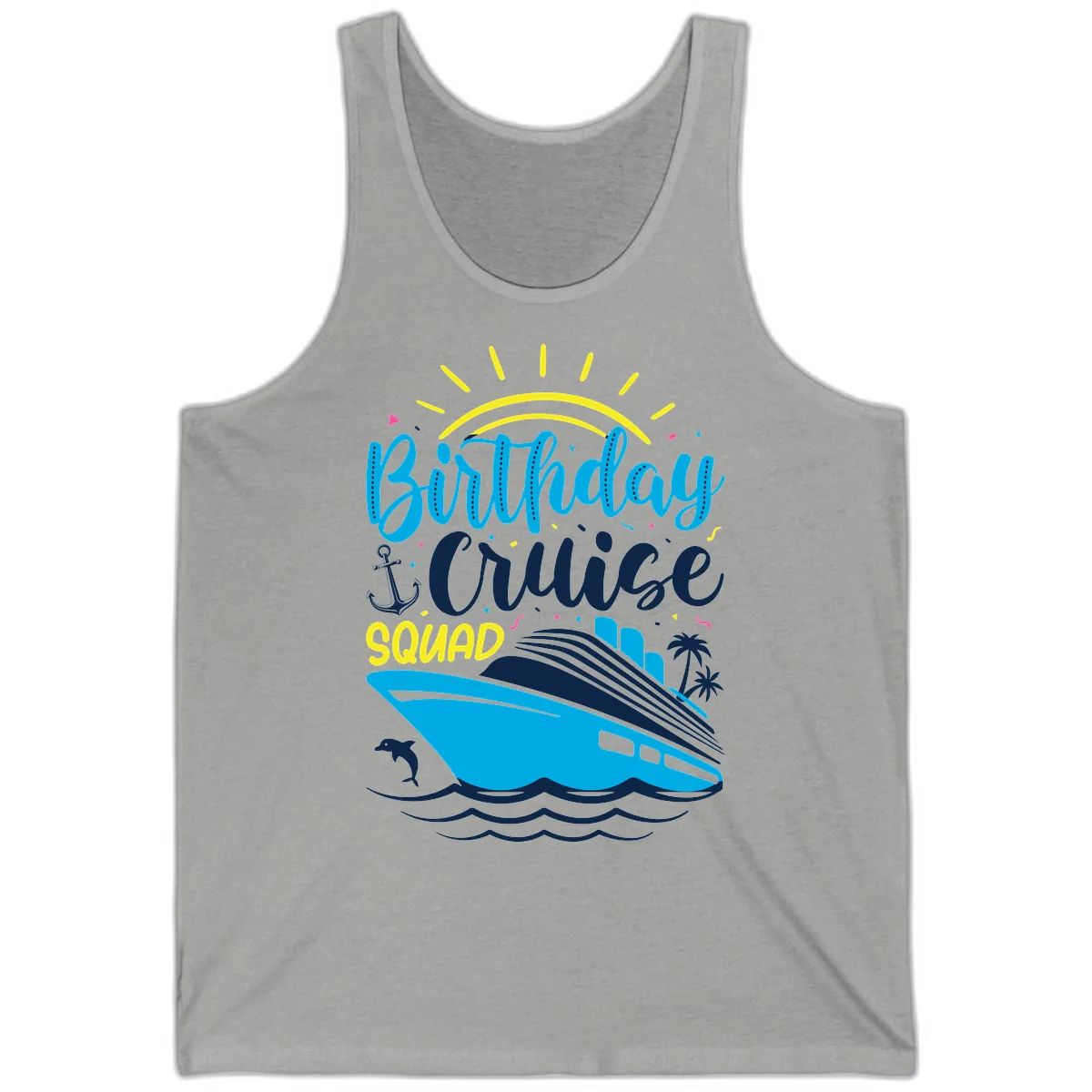 Birthday Cruise Squad Tank in Athletic Heather