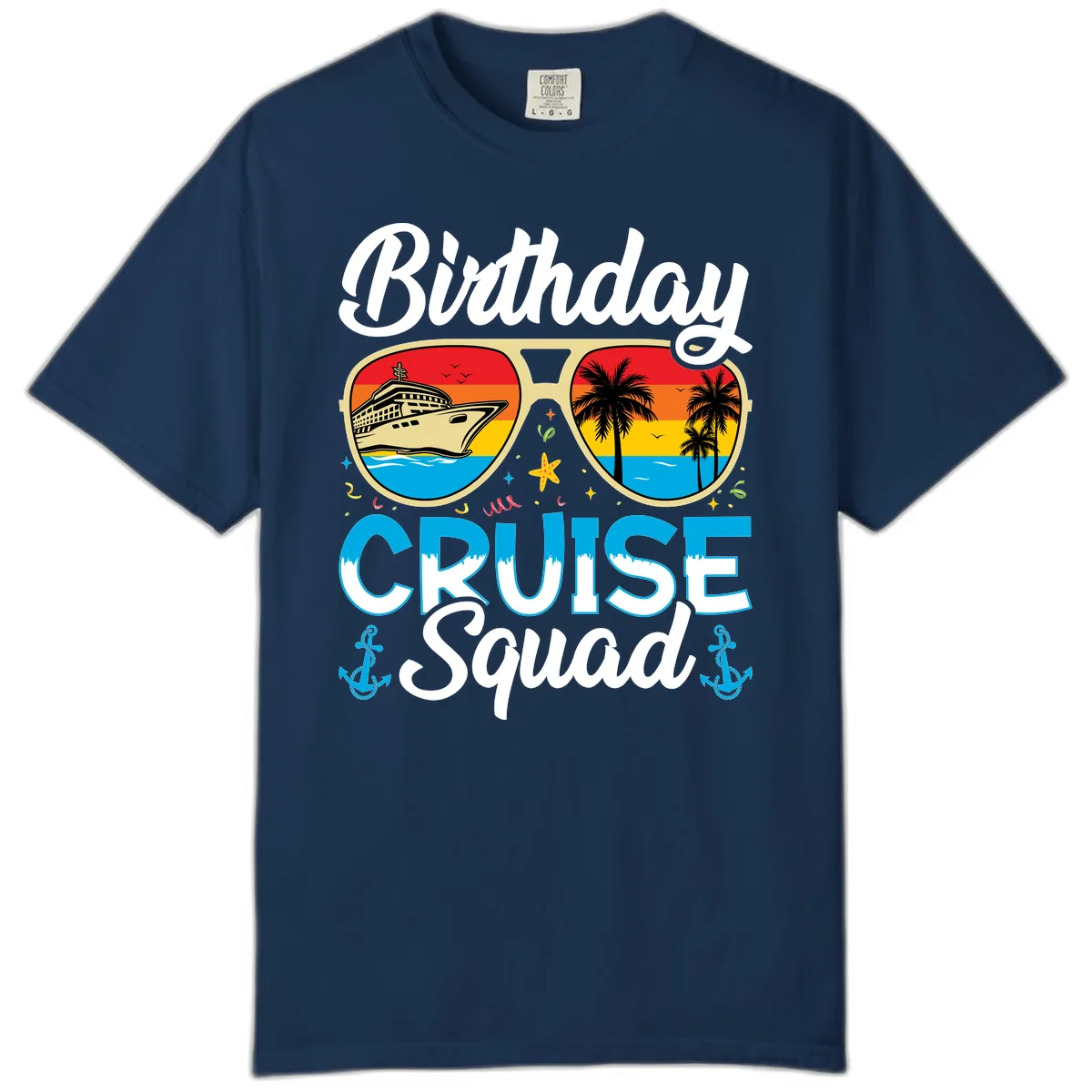 Birthday Cruise Squad Sunglasses Comfort Color in Navy