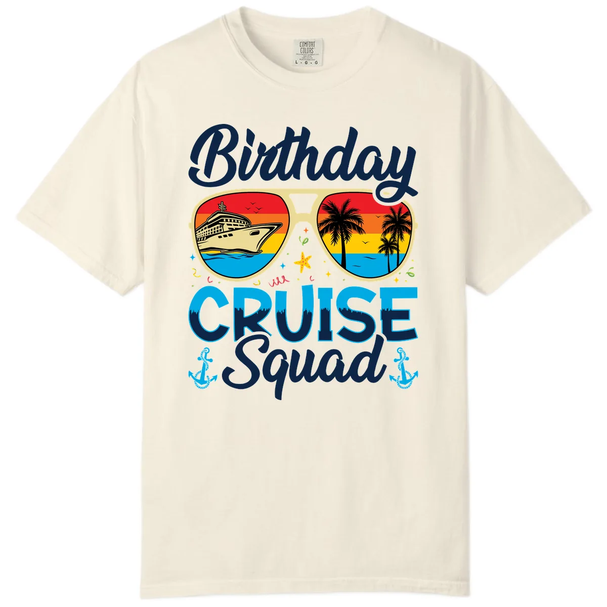 Birthday Cruise Squad Sunglasses Comfort Color in Ivory