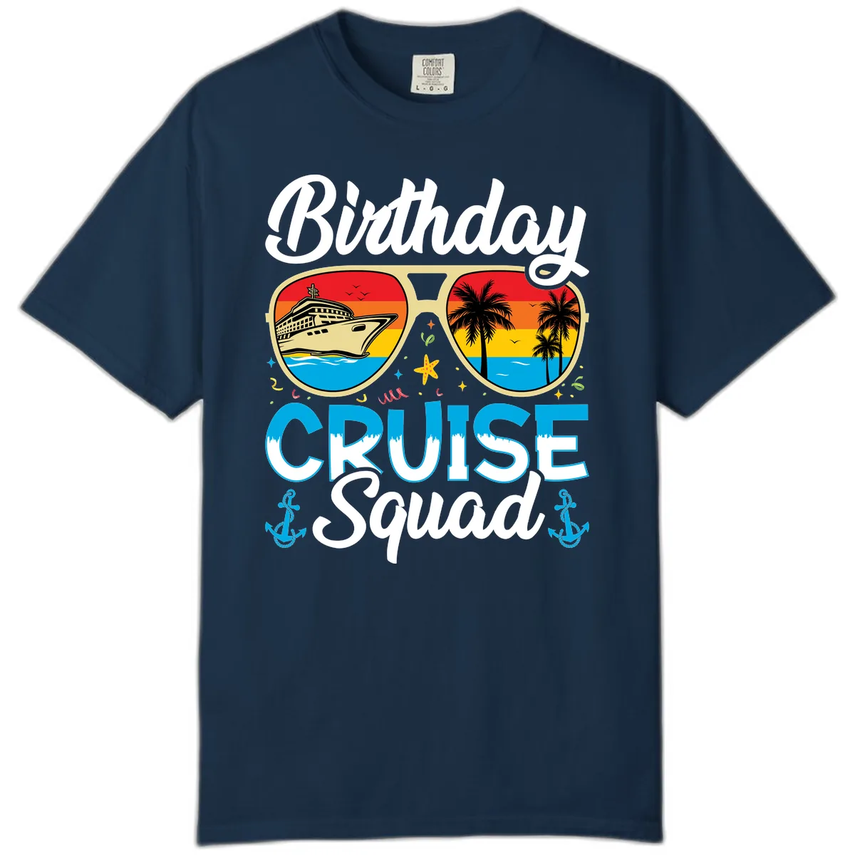 Birthday Cruise Squad Sunglasses Comfort Color in True Navy