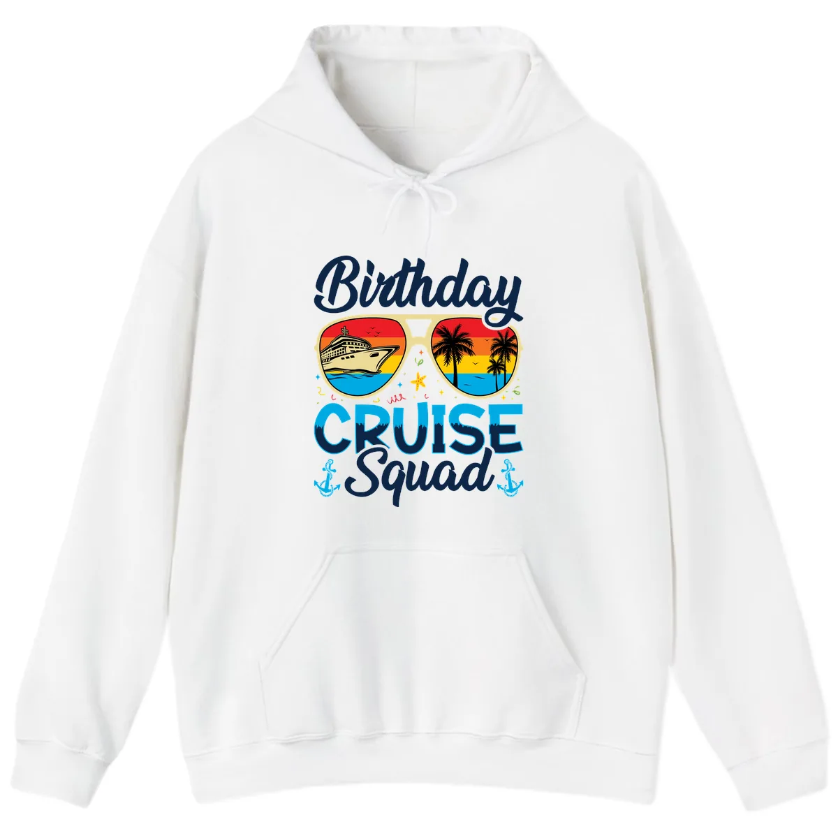 Birthday Cruise Squad Sunglasses Hoodie in White