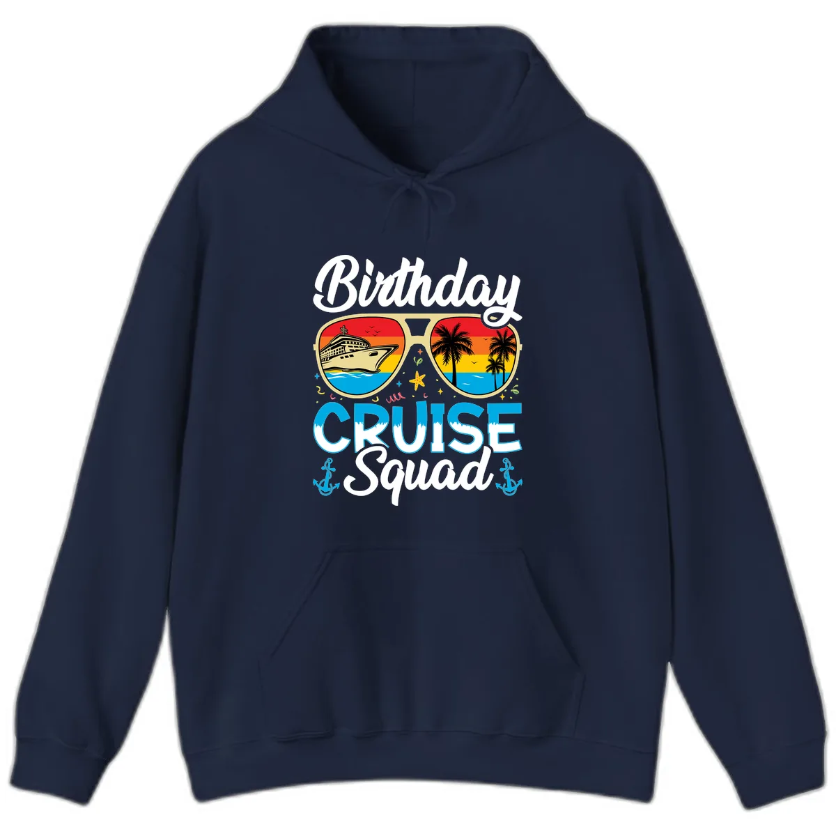 Birthday Cruise Squad Sunglasses Hoodie in Navy