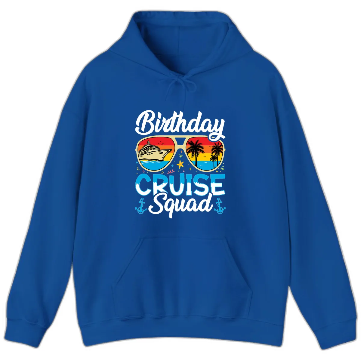 Birthday Cruise Squad Sunglasses Hoodie in Royal