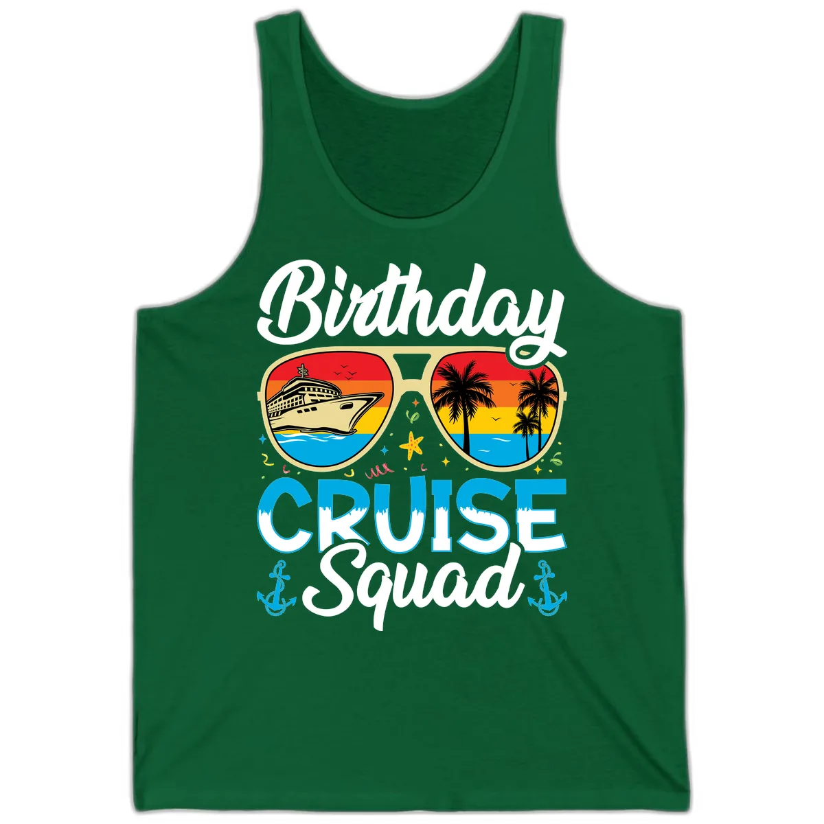 Birthday Cruise Squad Sunglasses Tank in Kelly