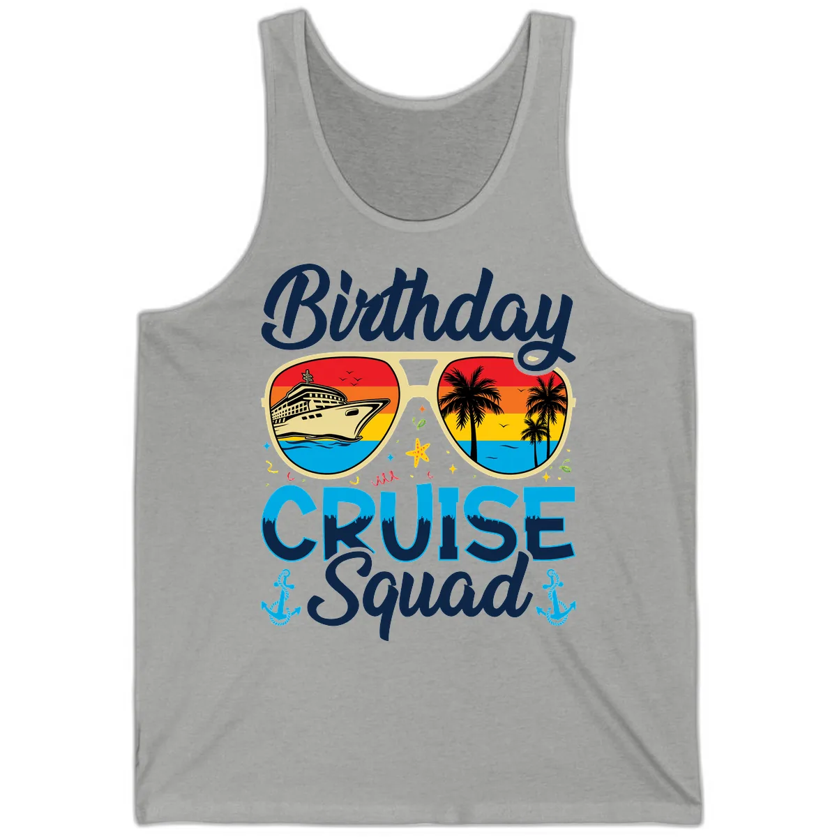 Birthday Cruise Squad Sunglasses Tank in Athletic Heather