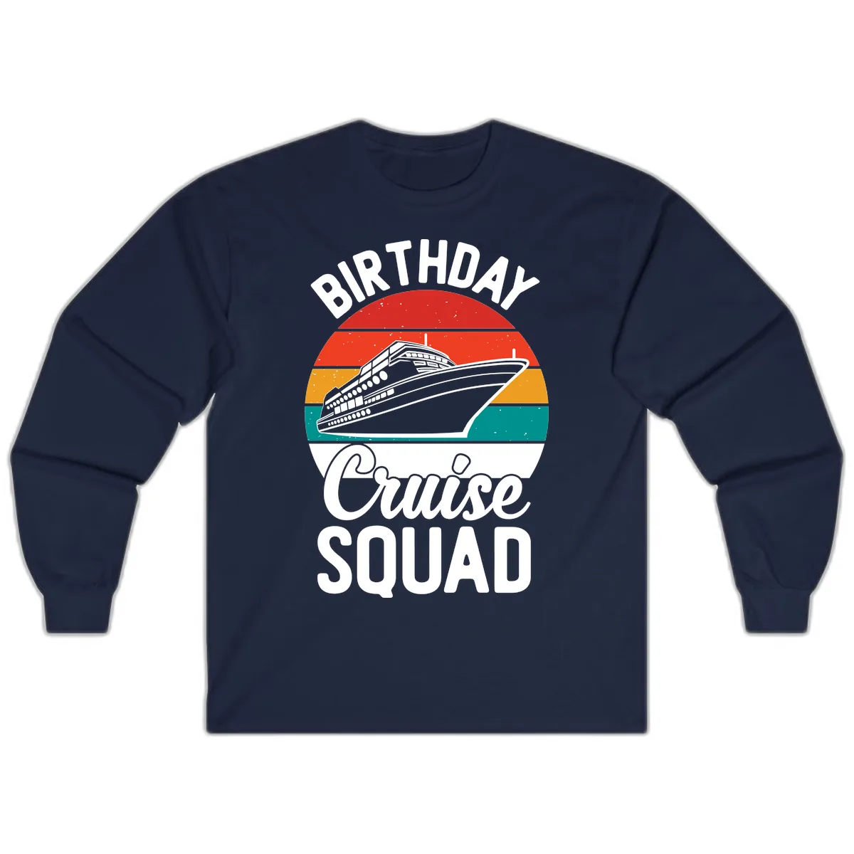 Birthday Cruise Squad Long Sleeve in Navy