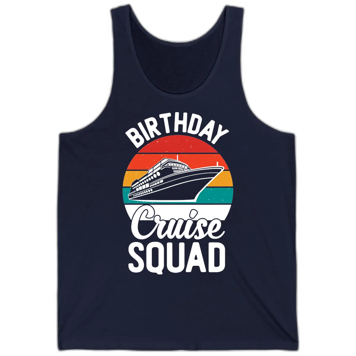 Birthday Cruise Squad Tank in Navy