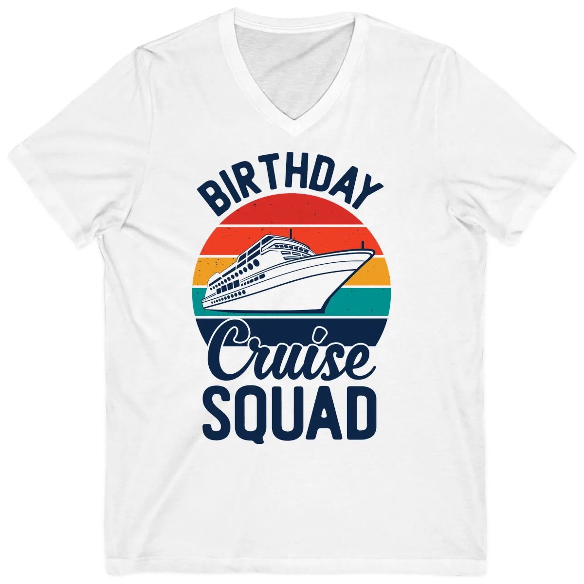 Birthday Cruise Squad V-Neck in White