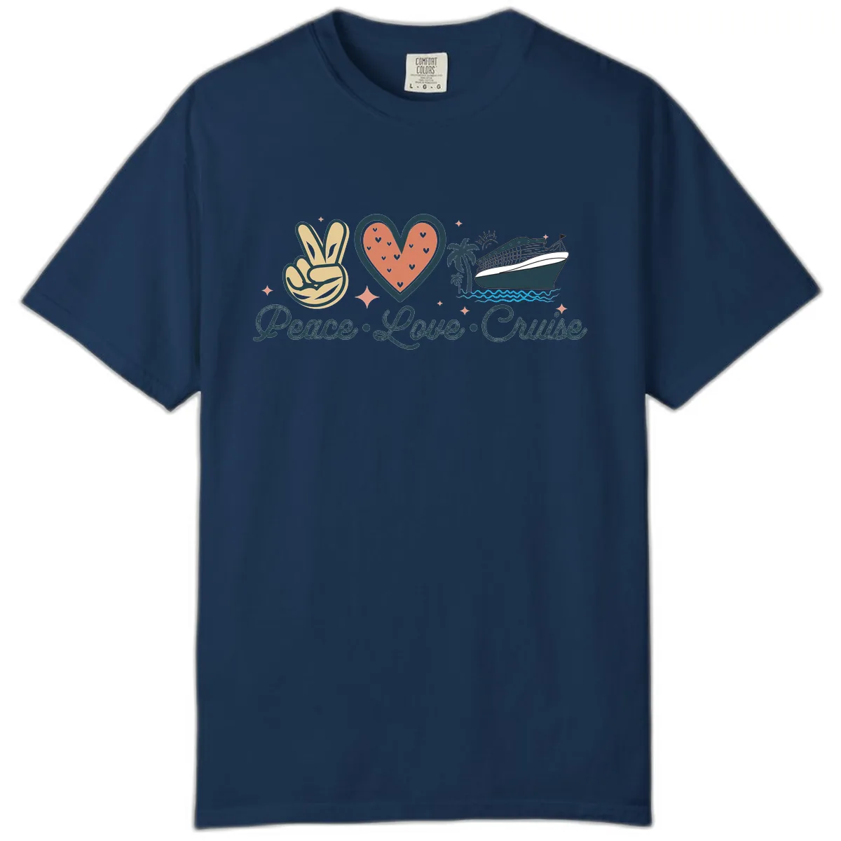 Peace Love Cruise Comfort Color in Navy