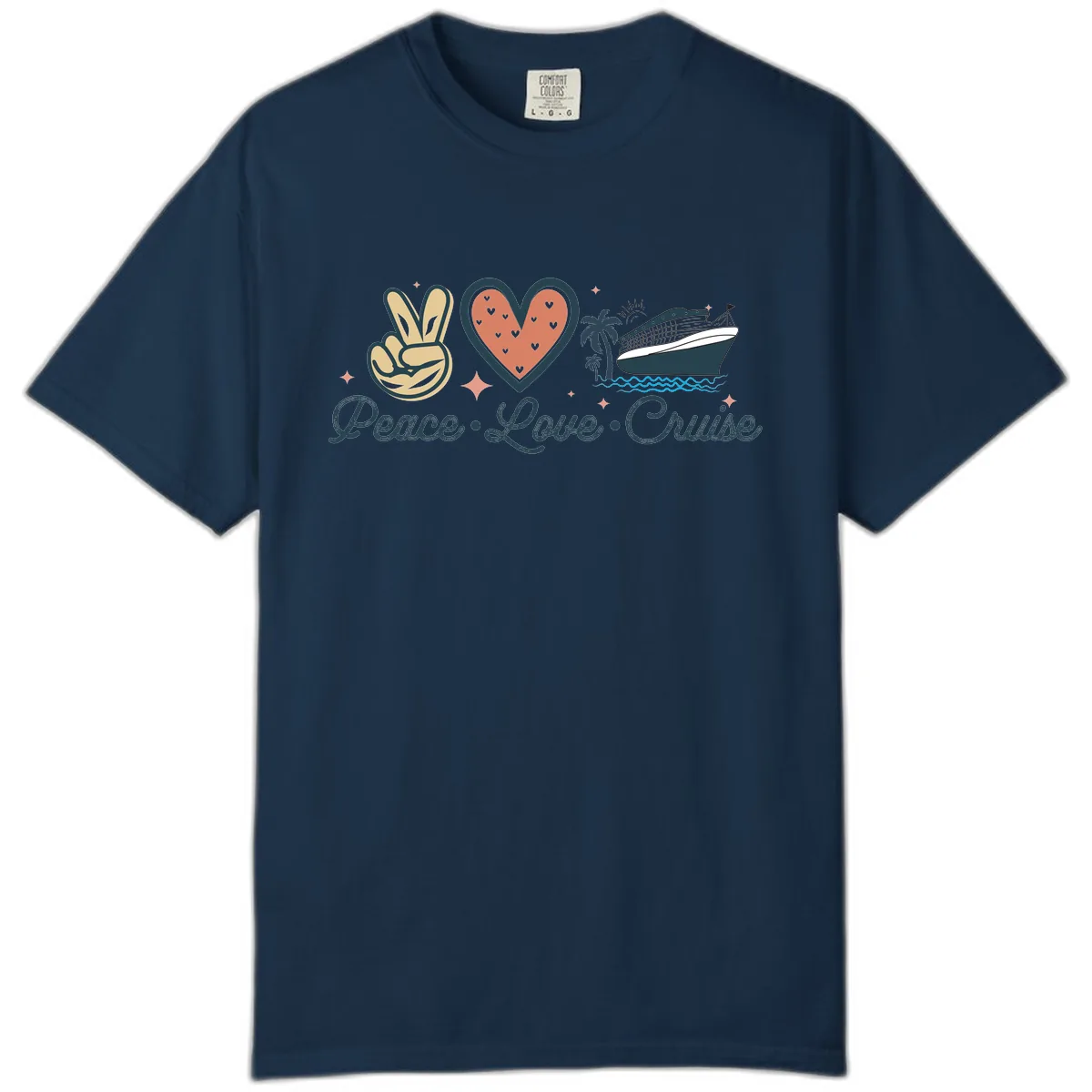 Peace Love Cruise Comfort Color in True Navy