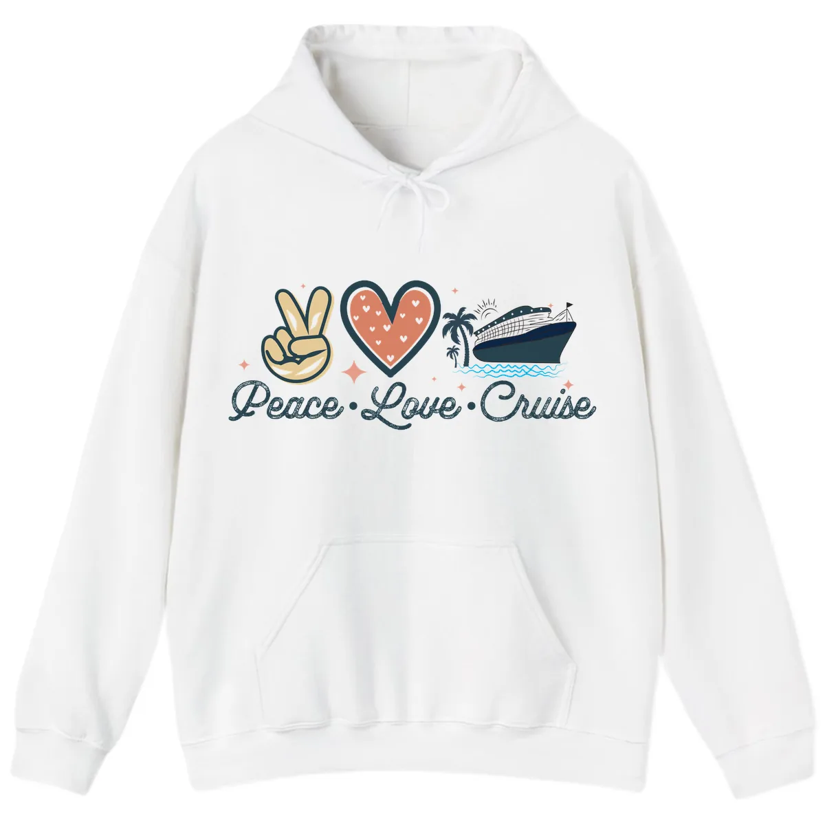 Peace Love Cruise Hoodie in White