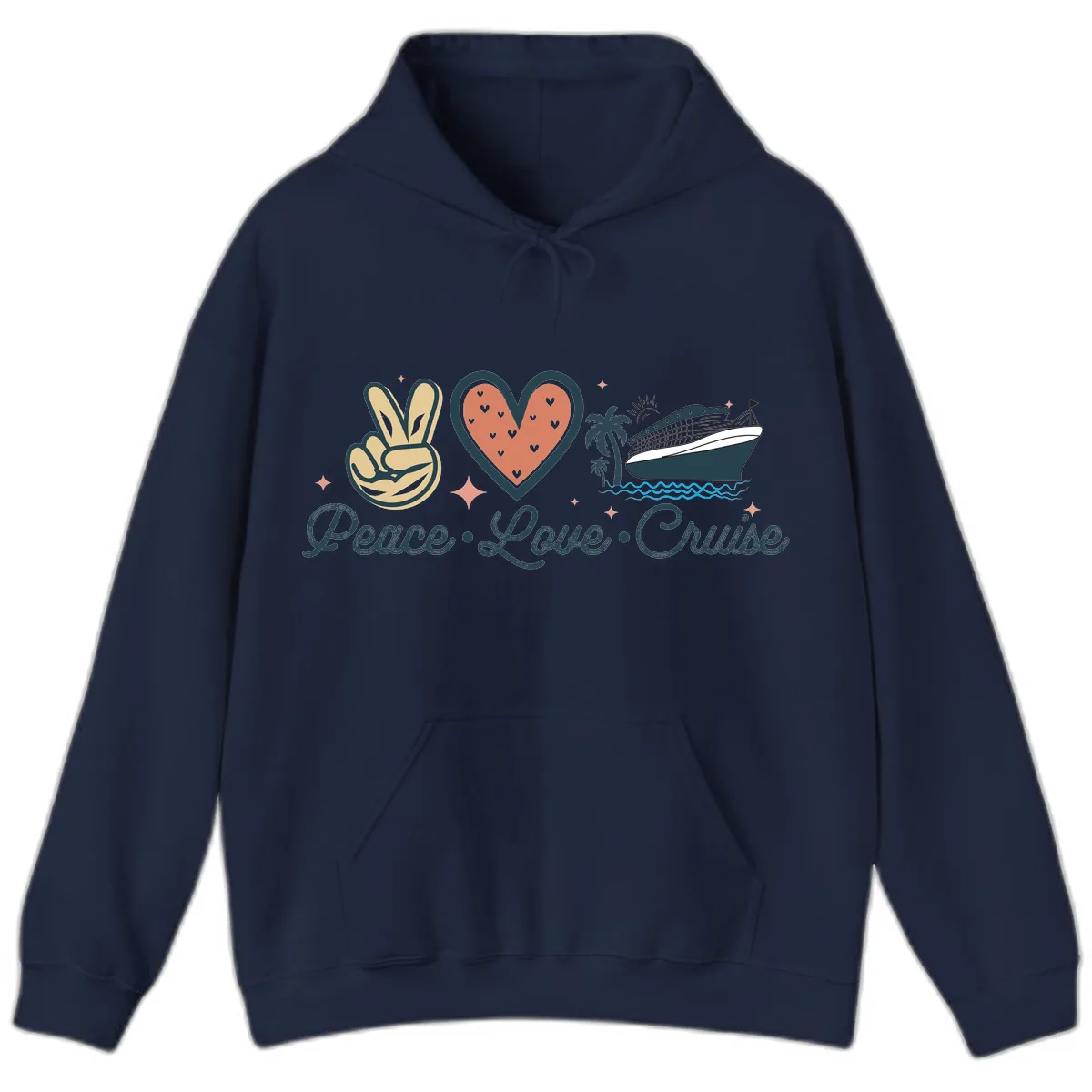 Peace Love Cruise Hoodie in Navy