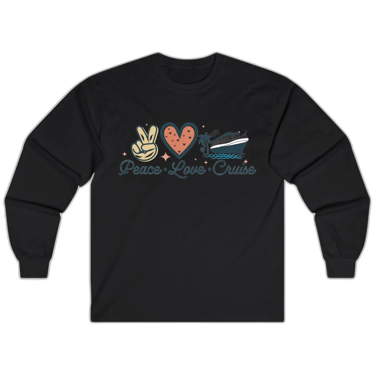 Peace Love Cruise Long Sleeve in Black