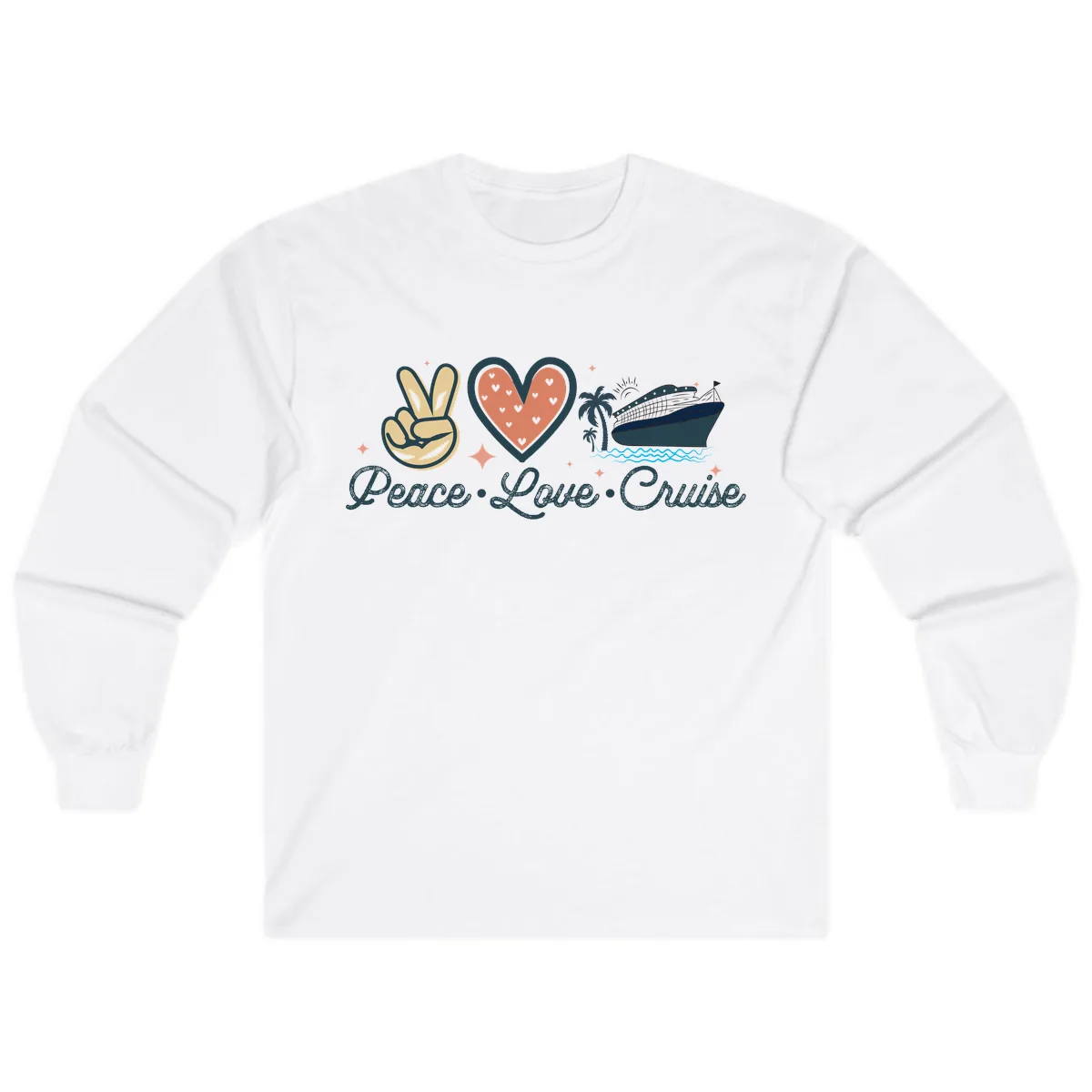 Peace Love Cruise Long Sleeve in White