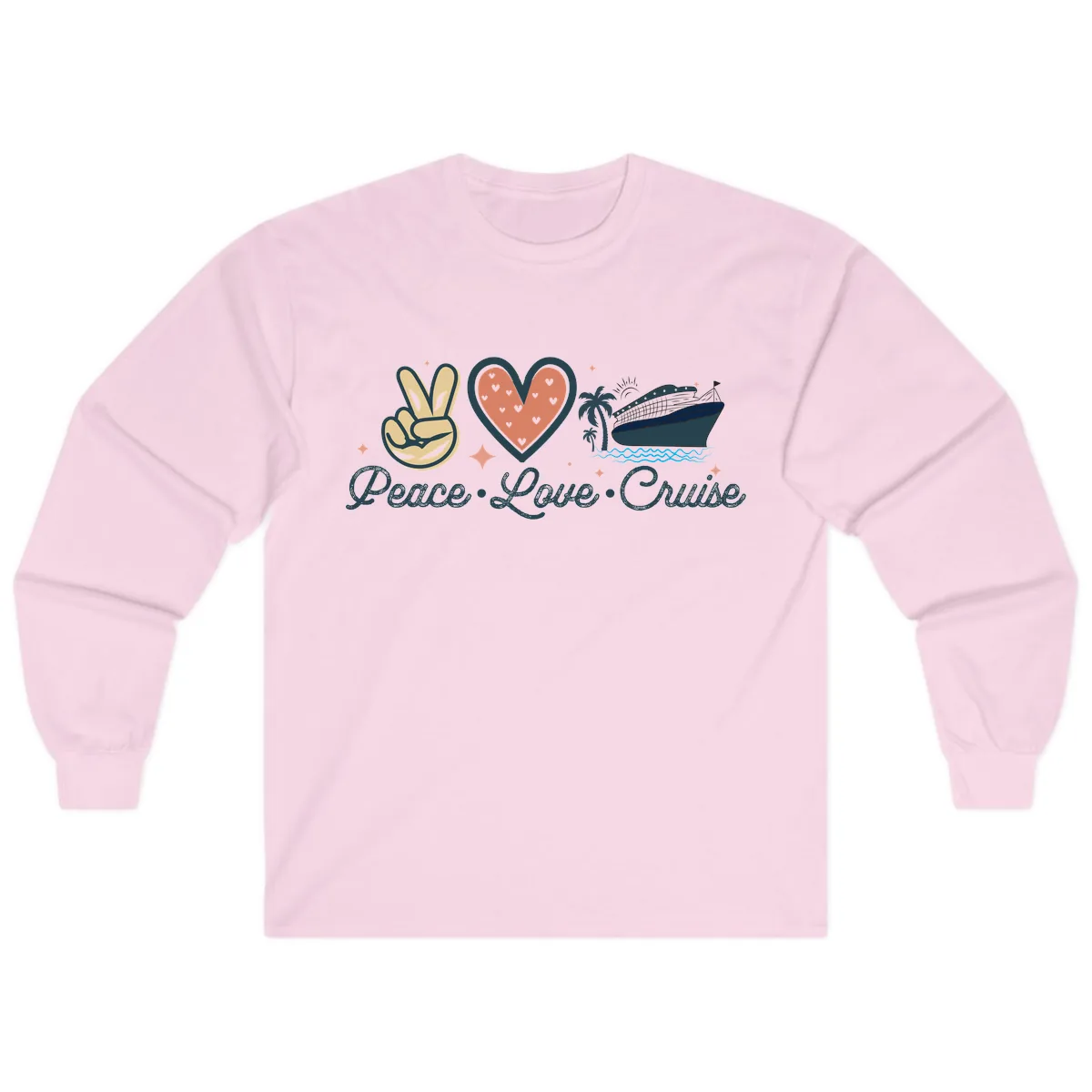 Peace Love Cruise Long Sleeve in Light Pink