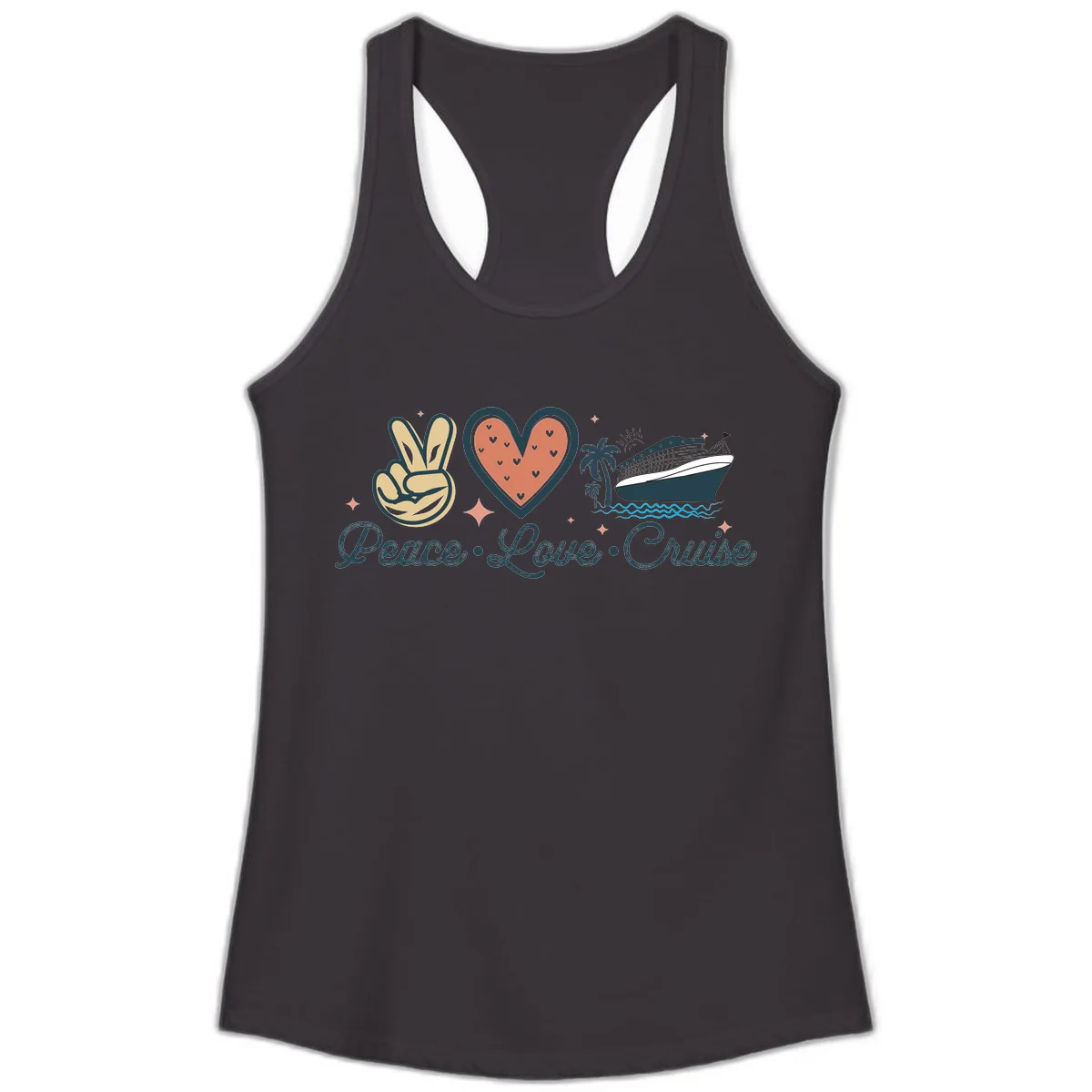 Peace Love Cruise Ladies Tank in Black